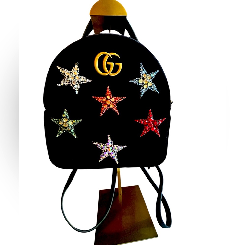 Gucci RARE Crystal MatelasseVelvet Marmont Backpack EUC
